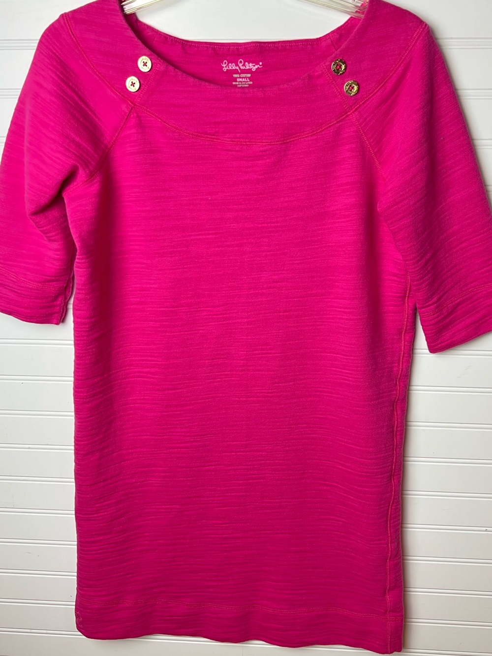 Lilly Pulitzer Solid Pink Boatneck Dress Size S